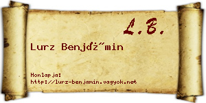 Lurz Benjámin névjegykártya